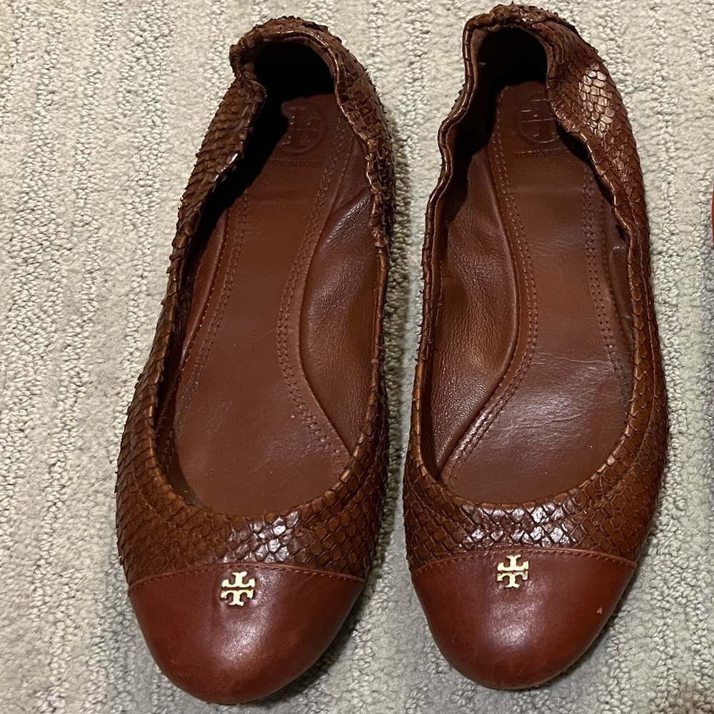 Tory Burch Brown York Ballet Flat, Gently Used, Size 8. $60